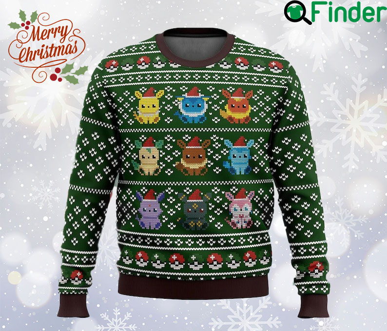 Pokemon Eevee Evolutions Ugly Christmas Sweater, Manga All Over Print Sweatshirt, Anime Cartoon Characters Ugly Sweater Pokemon Eevee Evolutions Ugly Christmas Sweater, Manga All Over Print Sweatshirt, Anime Cartoon Characters Ugly Sweater