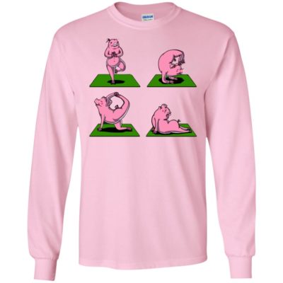 Pig Yoga Workout Poses Funny Farm Animal Pork Long Sleeve T-Shirt