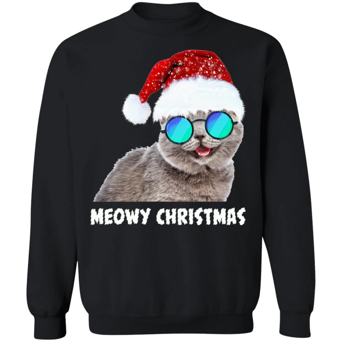 Meowy Christmas Funny Cat Sweatshirt Ls Hoodie - Q-Finder Trending ...