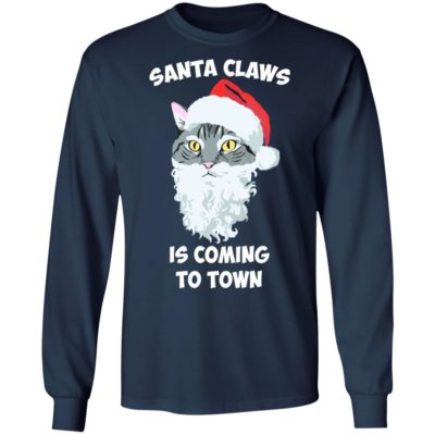 SANTA CLAWS CAT FRENCH TERRY IS COMING TO TOWN LS