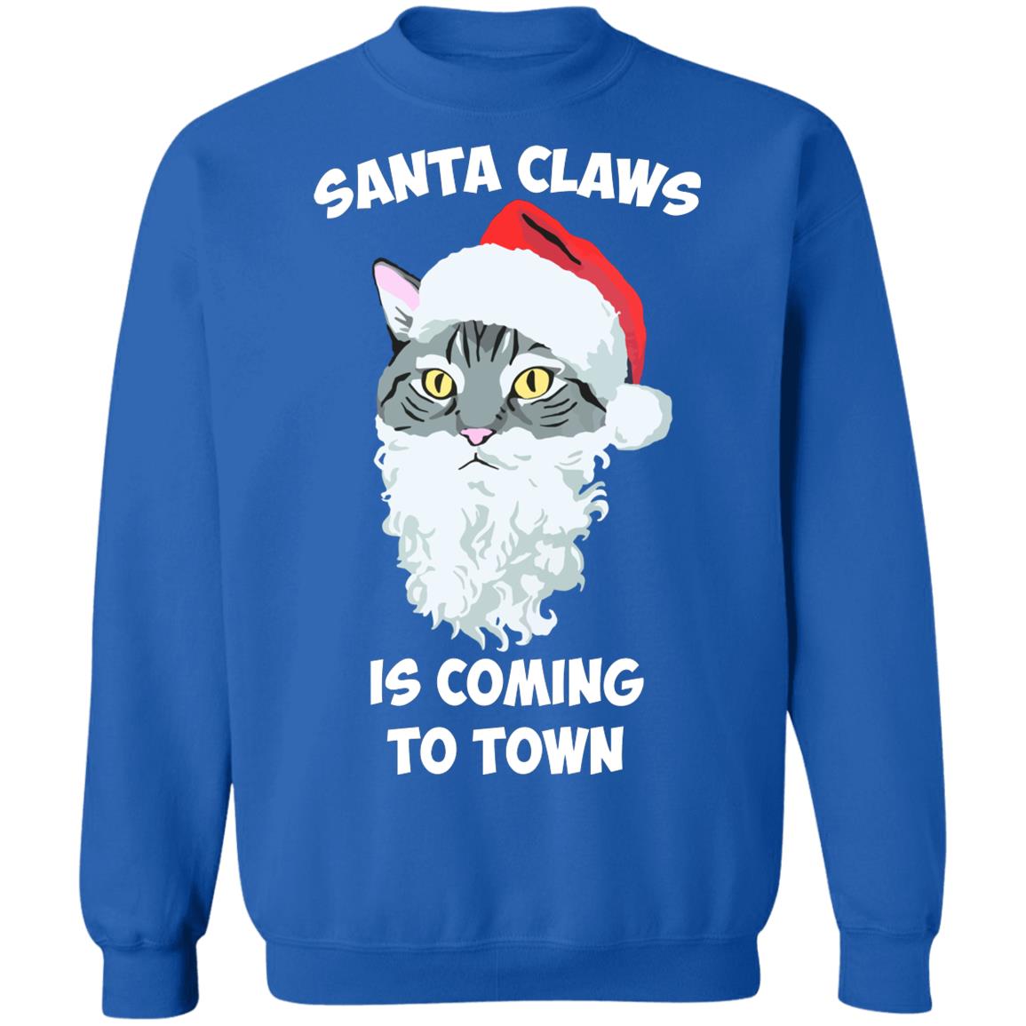 SANTA CLAWS CAT FRENCH TERRY IS COMING TO TOWN SHIRT HOODIE LS - Q ...