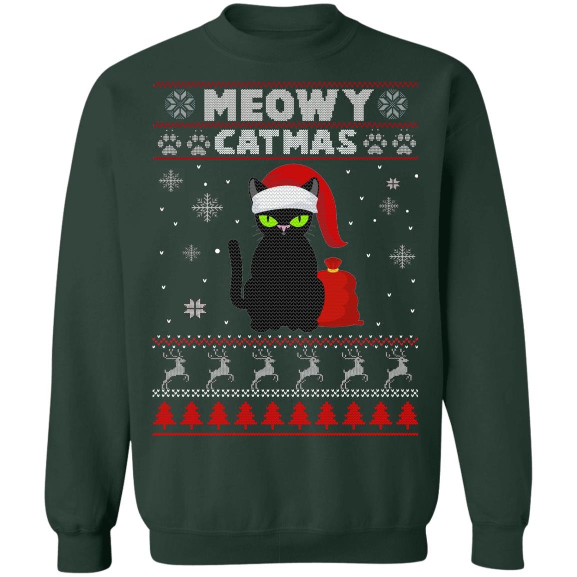 Meowy Christmas Ugly Sweater Crewneck Sweatshirt Hoodie - Q-Finder ...