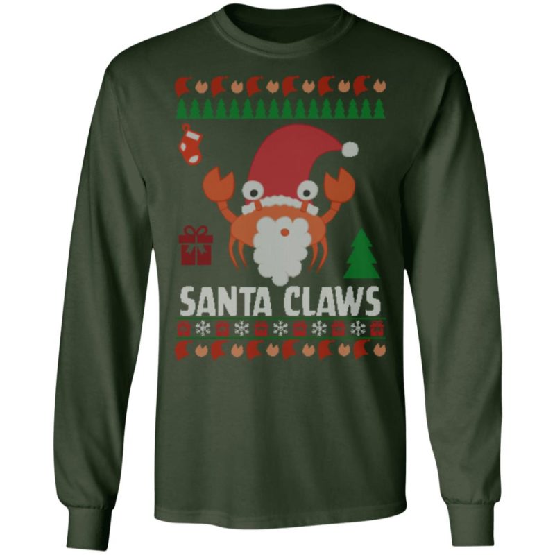 Santa Claws Lobster Ugly Christmas Sweater Long Sleeve - Q-Finder ...