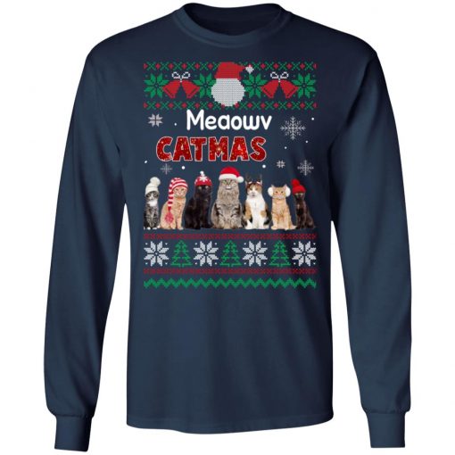 Cat Ugly Christmas Sweater Funny Xmas ls