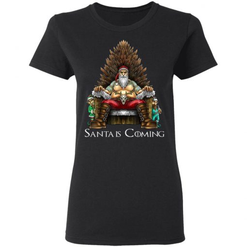 Santa Is Coming Santa Sitting Game Of Throne Christmas shirt