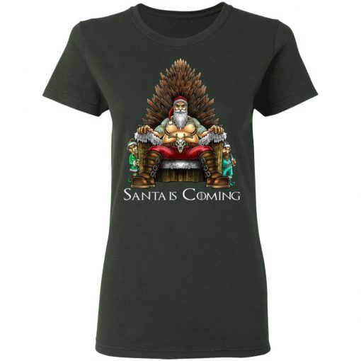 Santa Is Coming Santa Sitting Game Of Throne Christmas shirt