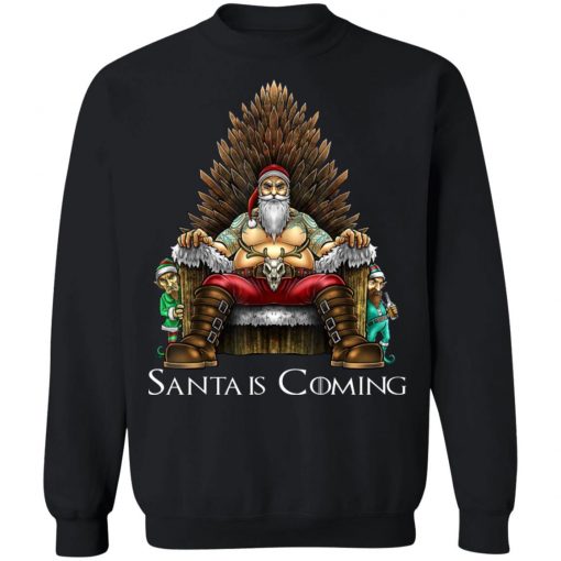 Santa Is Coming Santa Sitting Game Of Throne Christmas Sweater