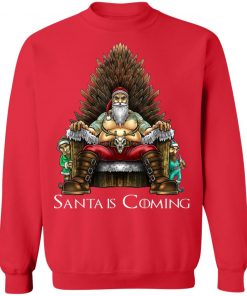 Santa Is Coming Santa Sitting Game Of Throne Christmas Sweater