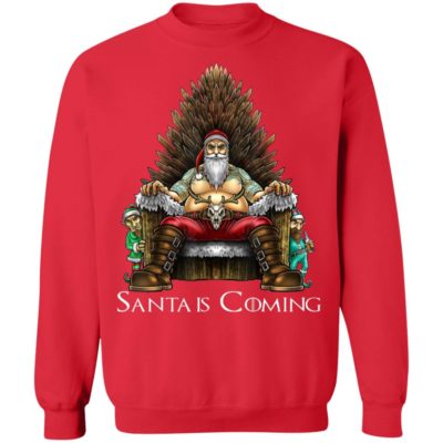 Santa Is Coming Santa Sitting Game Of Throne Christmas Sweater 