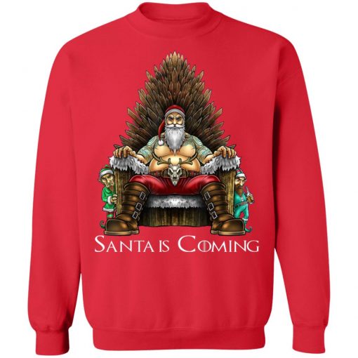 Santa Is Coming Santa Sitting Game Of Throne Christmas Sweater