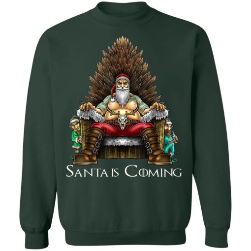 Santa Is Coming Santa Sitting Game Of Throne Christmas Sweater