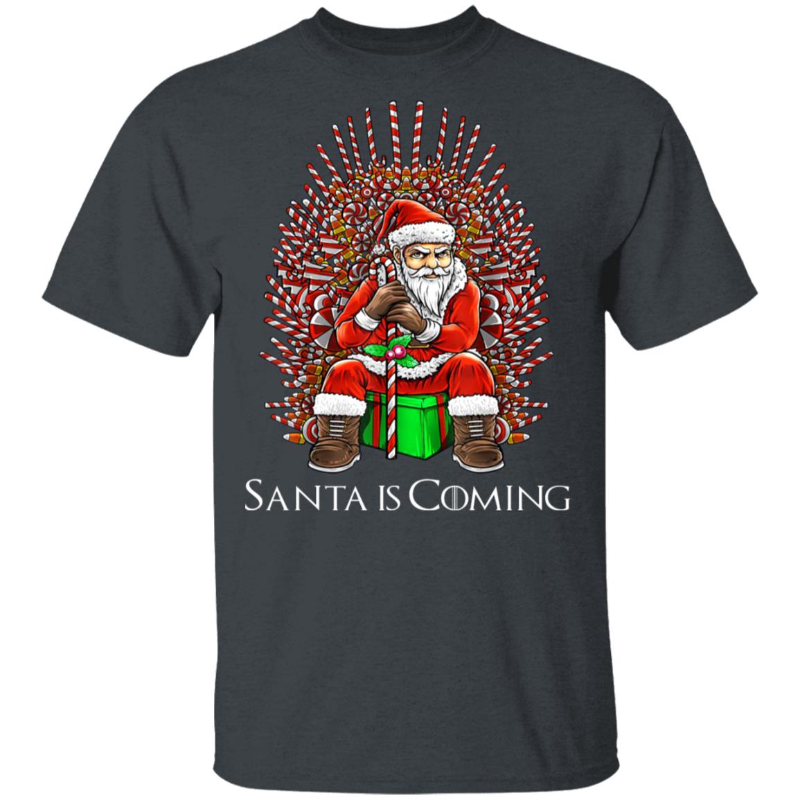 Santa Is Coming Santa Sitting Candy Cane Throne Funny Christmas Parody ...