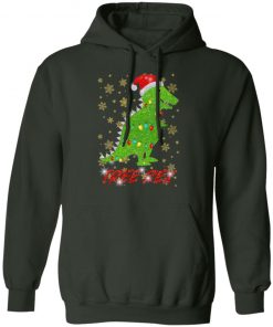 Tree Rex Sparkling Funny Christmas Light Santa Hat hoodie