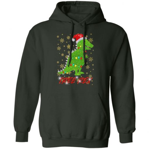 Tree Rex Sparkling Funny Christmas Light Santa Hat hoodie