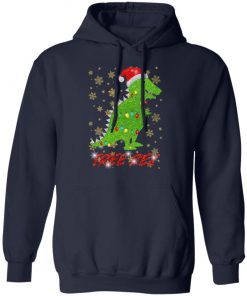 Tree Rex Sparkling Funny Christmas Light Santa Hat Sweatshirt