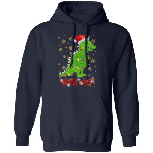 Tree Rex Sparkling Funny Christmas Light Santa Hat Sweatshirt