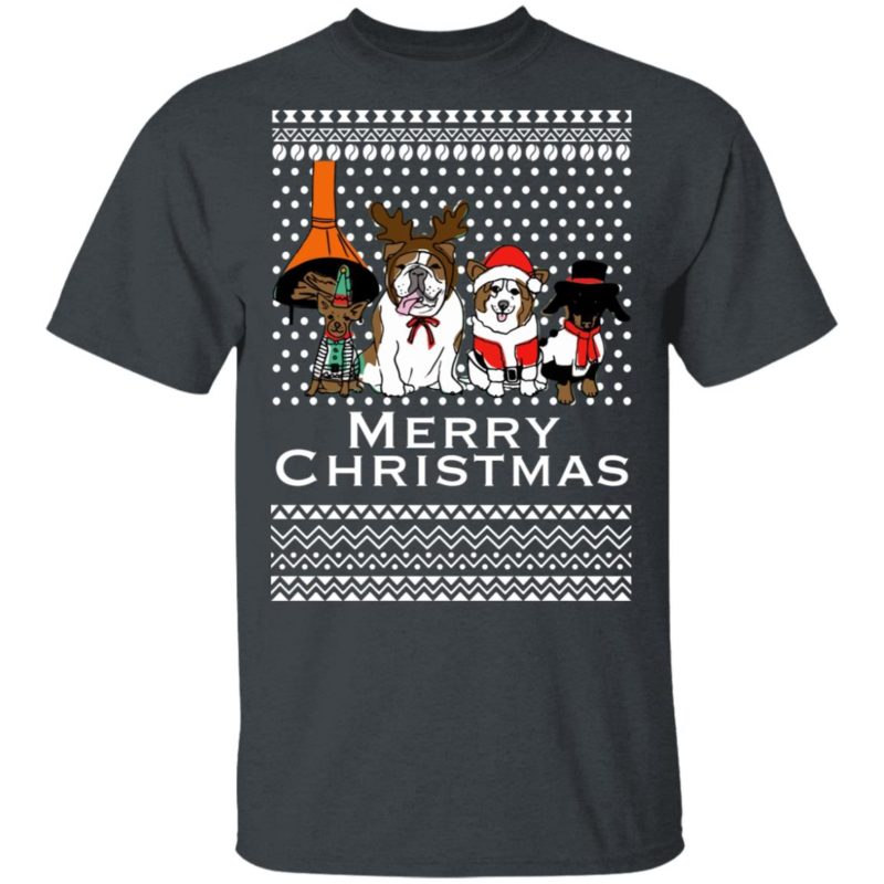 Merry Christmas Vintage Dogs Holidays Funny Ugly Sweatshirt Hoodie - Q ...