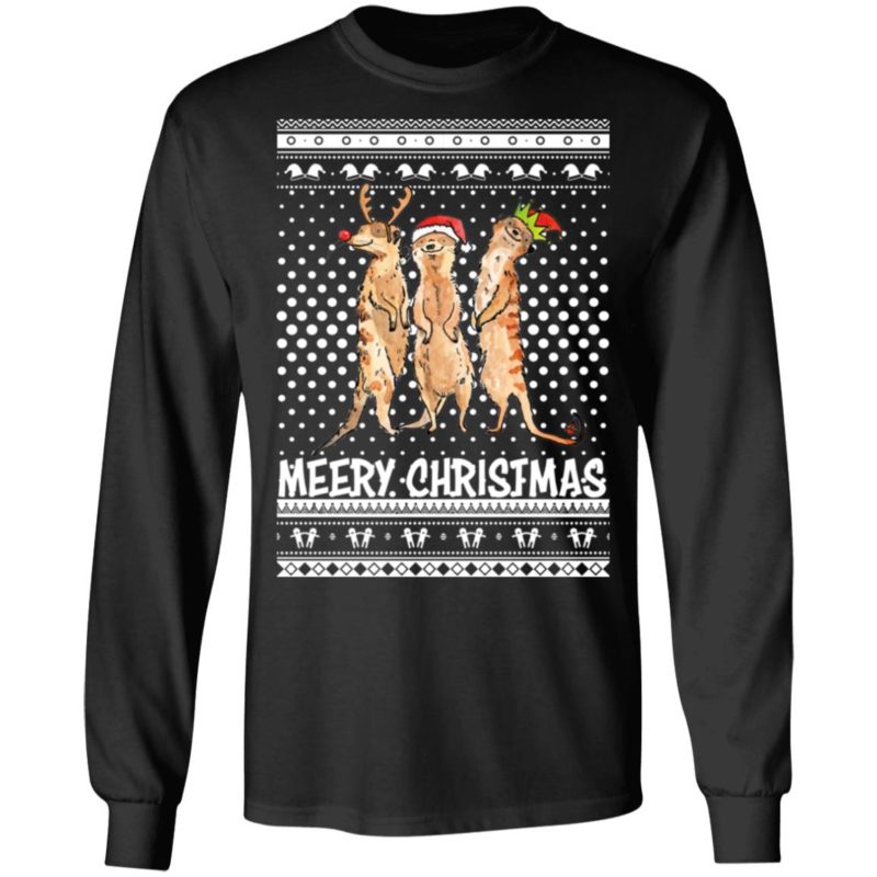 Meery Merry Christmas Meerkat Humour Animals Ugly Sweatshirt Hoodie - Q ...