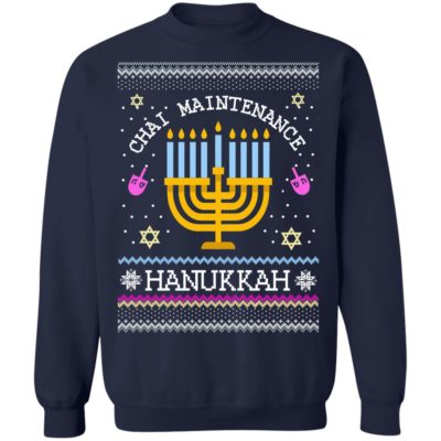 Chai Maintenance Hanukkah Ugly Christmas Sweater