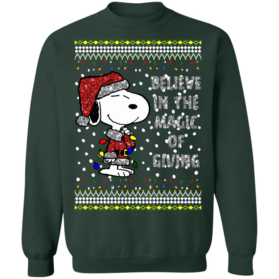 Snoopy Believe In The Magic Of Giving Christmas Sweater Hoodie Ls - Q ...