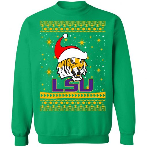 LSU Tigers Santa Hat Ugly Christmas Sweatshirt