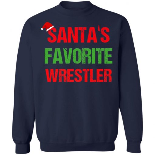 Santas Favorite Wrestler Funny Ugly Christmas Shirt