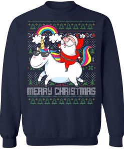 Santa Riding Unicorn Ugly Christmas Sweater