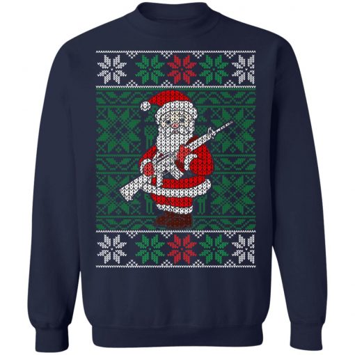 Mens Santa Gun Hunting Ugly Christmas Sweatshirt
