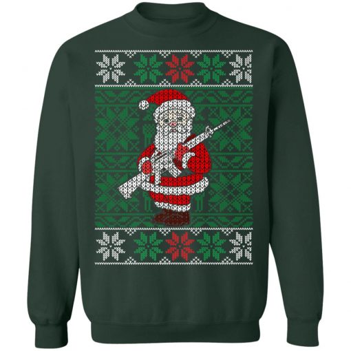 Mens Santa Gun Hunting Ugly Christmas Sweatshirt