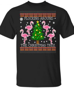 Funny Flamingo Ugly Christmas Tree Snow Shirt