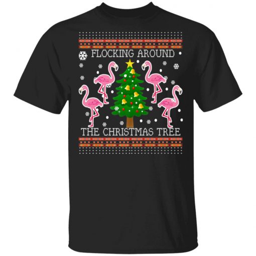 Funny Flamingo Ugly Christmas Tree Snow Shirt