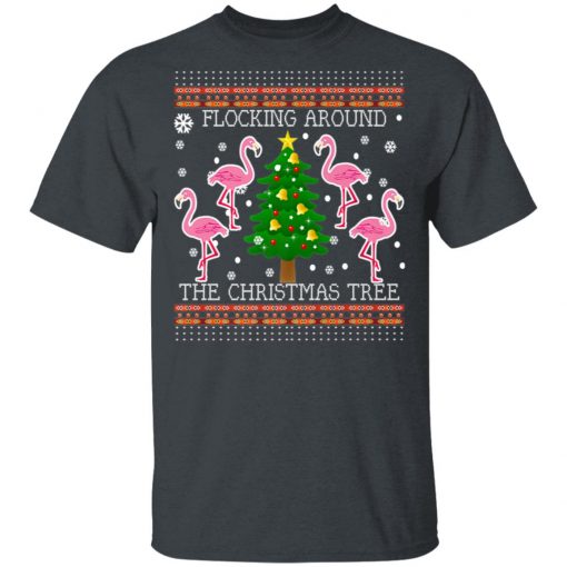 Funny Flamingo Ugly Christmas Tree Snow Shirt