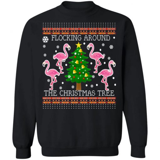 Funny Flamingo Ugly Christmas Tree Snow sweater