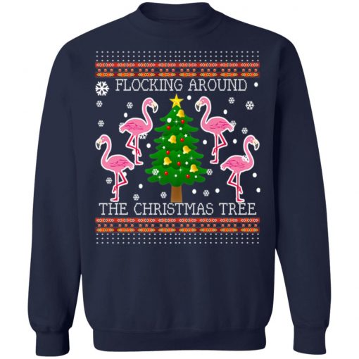 Funny Flamingo Ugly Christmas Tree Snow sweater