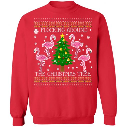 Funny Flamingo Ugly Christmas Tree Snow sweater