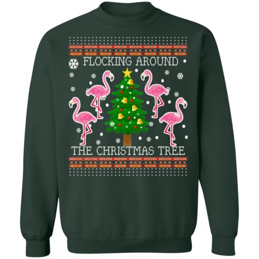 Funny Flamingo Ugly Christmas Tree Snow