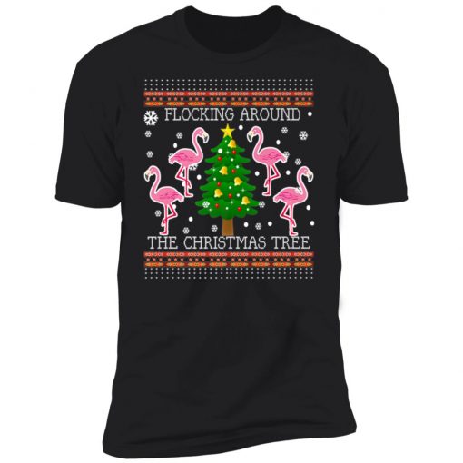 Funny Flamingo Ugly Christmas Tree Snow Shirt