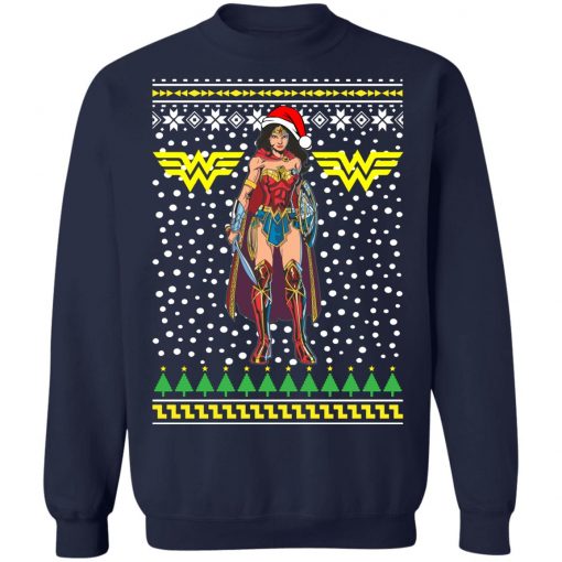 DC Comic Wonder Woman Santa Hat Ugly Christmas Sweatshirt