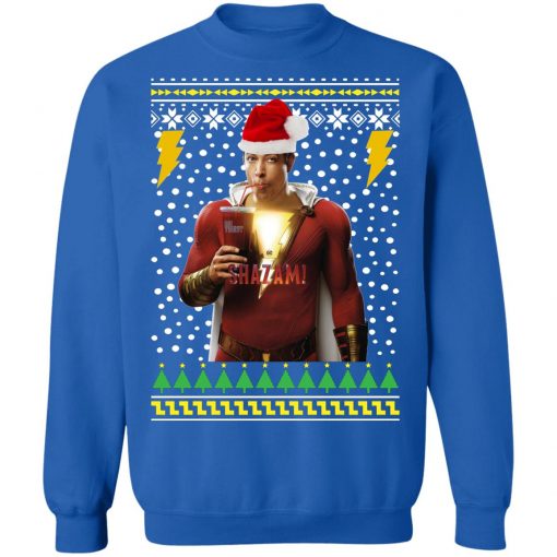 DC Comic Shazam Santa Hat Christmas Ugly Sweatshirt