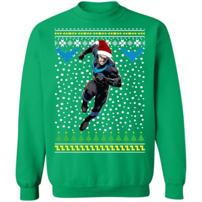 DC Comic Nightwing Dick Grayson Santa Hat Christmas Ugly Sweatshirt