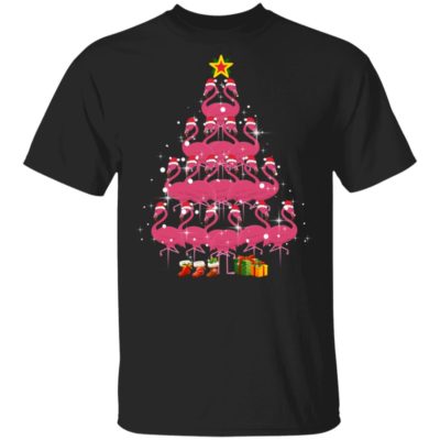 Flamingo christmas tree christmas shirt hoodie ls