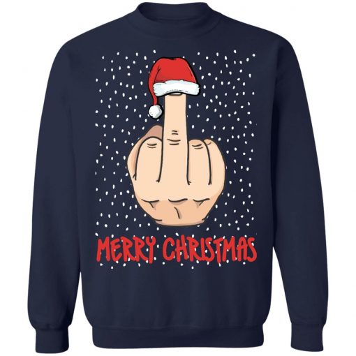 Merry Christmas The Middle Finger Digitus Impudicus Christmas Sweatshirt