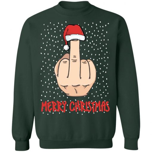 Merry Christmas The Middle Finger Digitus Impudicus Christmas Sweatshirt