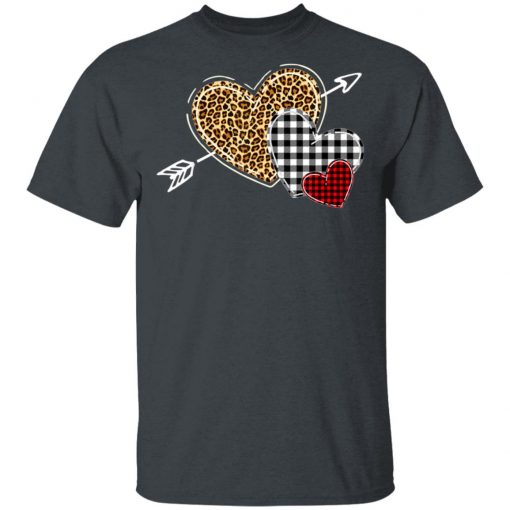 Leopard Heart - Buffalo Plaid Heart Valentine Day T-Shirt