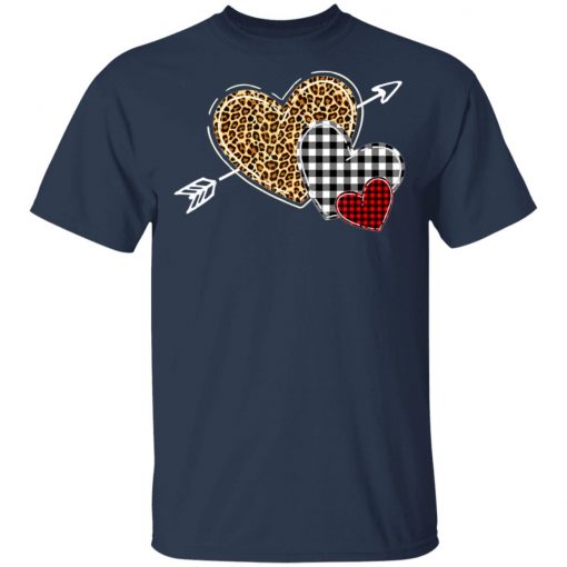 Leopard Heart - Buffalo Plaid Heart Valentine Day T-Shirt