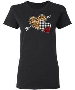 Leopard Heart - Buffalo Plaid Heart Valentine Day T-Shirt