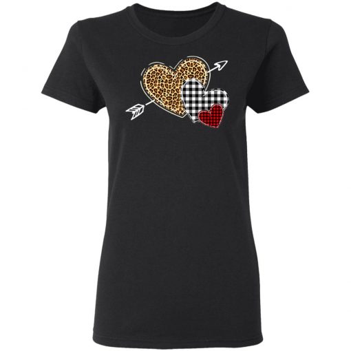 Leopard Heart - Buffalo Plaid Heart Valentine Day T-Shirt