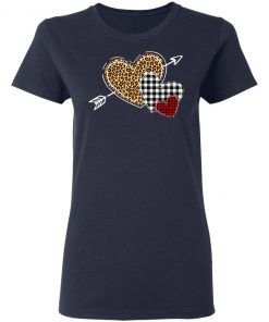 Leopard Heart - Buffalo Plaid Heart Valentine Day T-Shirt