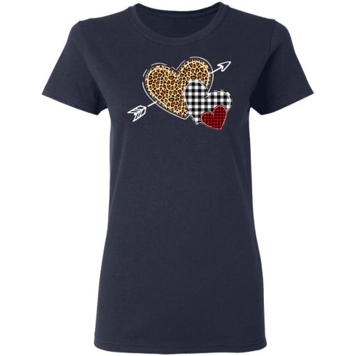 Leopard Heart - Buffalo Plaid Heart Valentine Day T-Shirt