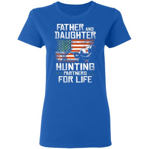 Father And Daughter Hunting Partners For Life American Flag T-Shirt
